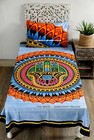 Hamsa Fatima Paint Mandala Tapestry Cotton Bedsheet With Pillow Case Bedroom Set