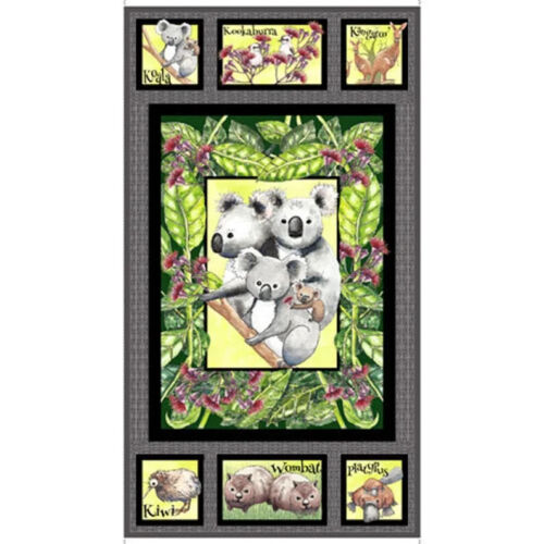 2.6 Yards Quilt Cotton Fabric - Quilting Treasures Kiwis & Koalas Panel