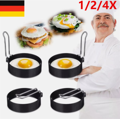 1/2/4Stück Spiegelei Ei Form Egg Ring Spiegeleiform Omelette Edelstahl Bratform