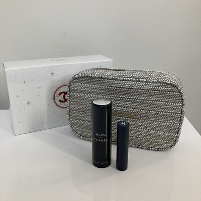 Chanel holiday fragrance lip balm set   Go Boldly - Bleu de Chanel Parfum twist