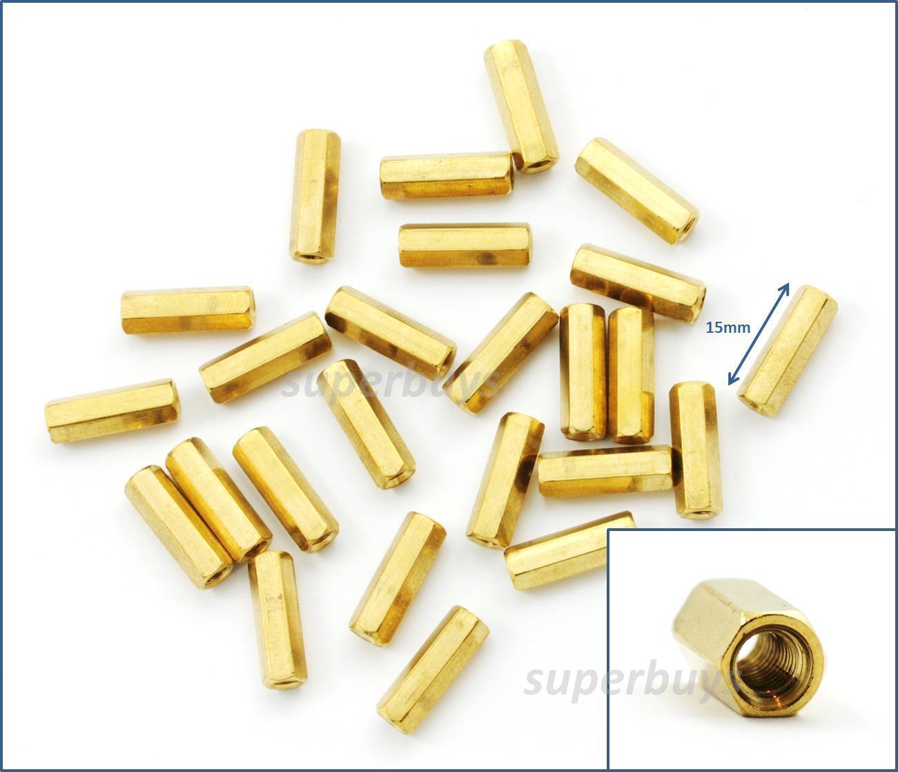 1/10/25 15mm M3 Male Female Brass Hex Standoff Spacer Screw Separator Stand  Off