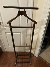 Vintage Wooden Rolling Men's Suit Valet Butler Stand In Very Good Cond