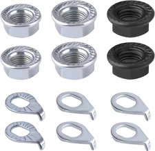 12Pcs Bike Wheel Axle Nut and Bicycle Hub Safety Washer Kit, Carbon Steel M8/M9.