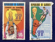 Djibouti: Airmail Set of 2, used. SC #C115-C116, Soccer World Cup. Lot 02-082201