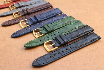 18mm/20mm/22mm Genuine CROC Leather Watch Strap Band Plus Buckle