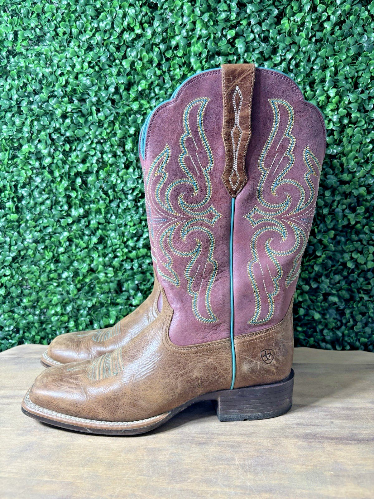 ARIAT Women's Primera Dark Tan Pomegranate Leather Stretch Boot Size 10B