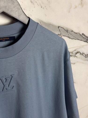 Louis Vuitton T-shirt Center Logo LV Blue Tee L-size - Picture 10 of 24