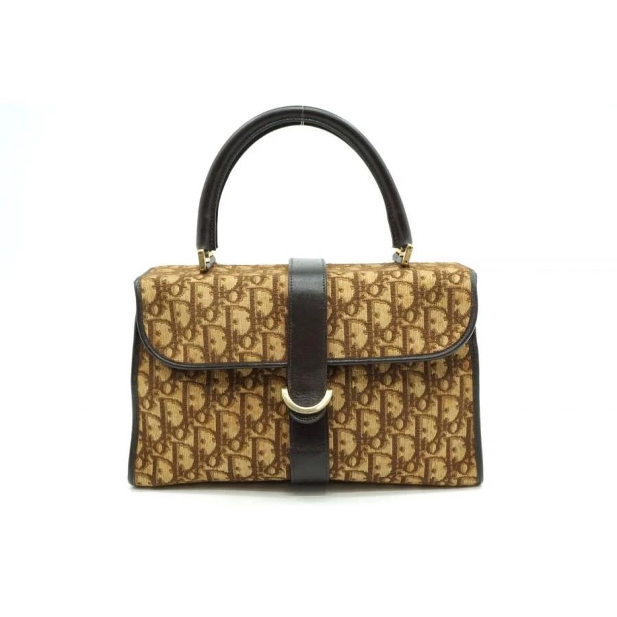 Christian Dior sac fourre tout trotteur vintage poignée toile marron 202412Y