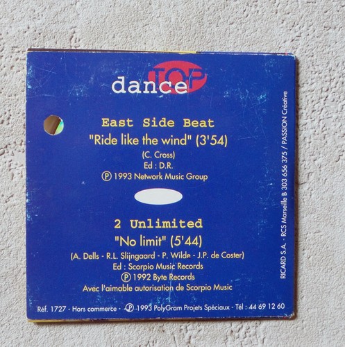 EAST SIDE BEAT & 2 UNLIMITED TOP DANCE 3" MINI CD PROMO POLYGRAM 1727 2TK 1993 - Picture 2 of 3