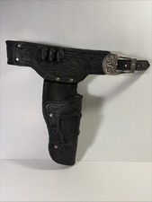 VINTAGE Kids Black Cowboy Toy Gun Holster Belt Western Costume Prop Accessory