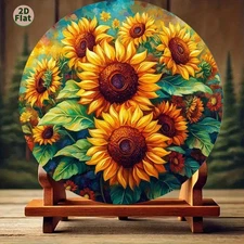 1pc 2D 2D Flat,2D Flat Round Metal Wall Art- Art Nouveau and Fauvism Style Brigh