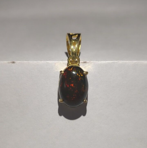 Colgante de ópalo negro fuego natural ovalado 925 colgante de plata de ley... - Imagen 10 de 10