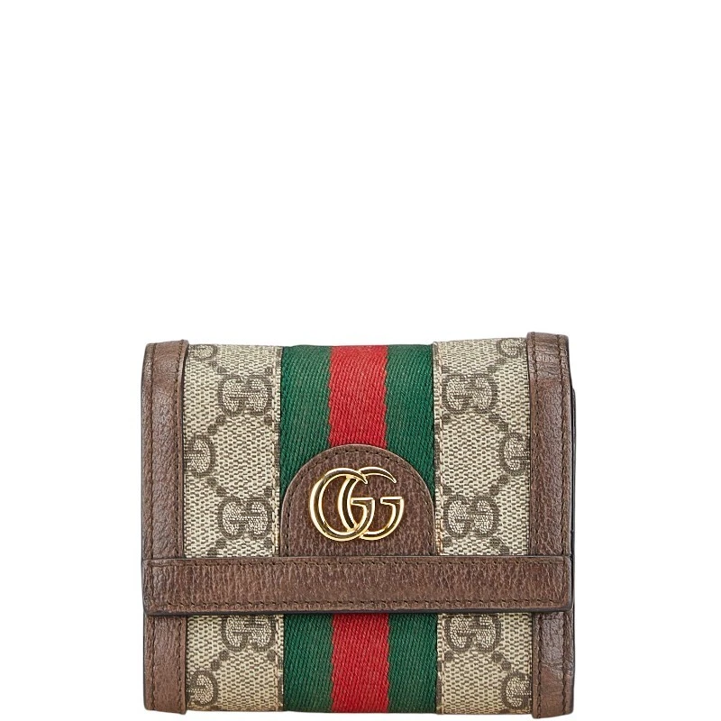 Gucci GG Supreme Ophidia Portefeuille Triple 523174 PVC Cuir 604766