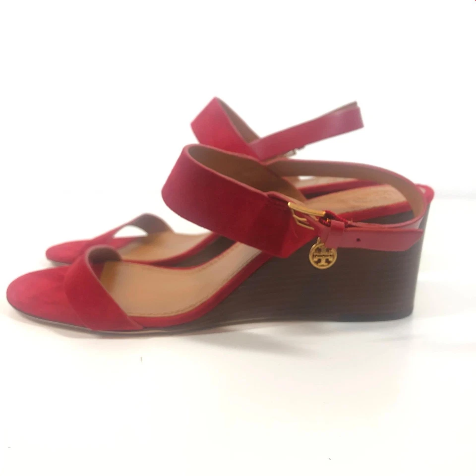 Sandalias de cuña Tory Burch Benton de gamuza con tacón rojo talla 8,5 Foto 3 de 4