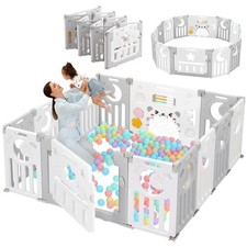 Foldable Playpen for Babies and Toddlers Adjustable Shape Baby Fence Play Yard
