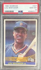 GEM MINT PSA 10 1984 DONRUSS LOU WHITAKER #227 DETROIT TIGERS