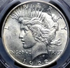 1922 D PEACE DOLLAR PCGS MS 63 PUFFY WHITE WITH A BIT OF GARNET AND TEAL ON THE