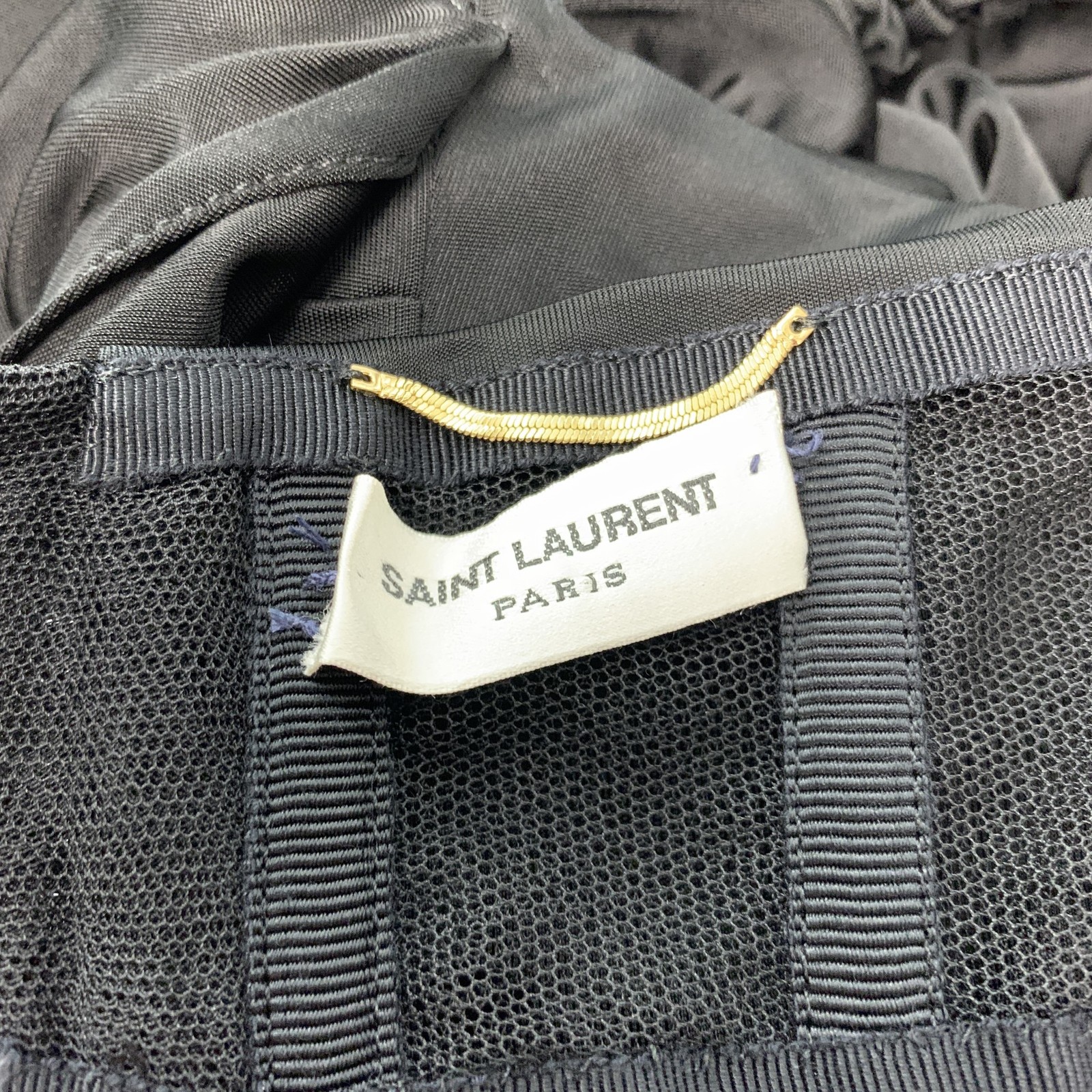 Abito top in maglia nera Saint Laurent taglia 2 arricciati con ballette