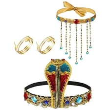 4Pcs Egypt Queen Costume Accessories Jewelry Novelty Egypt Queen Headdress for