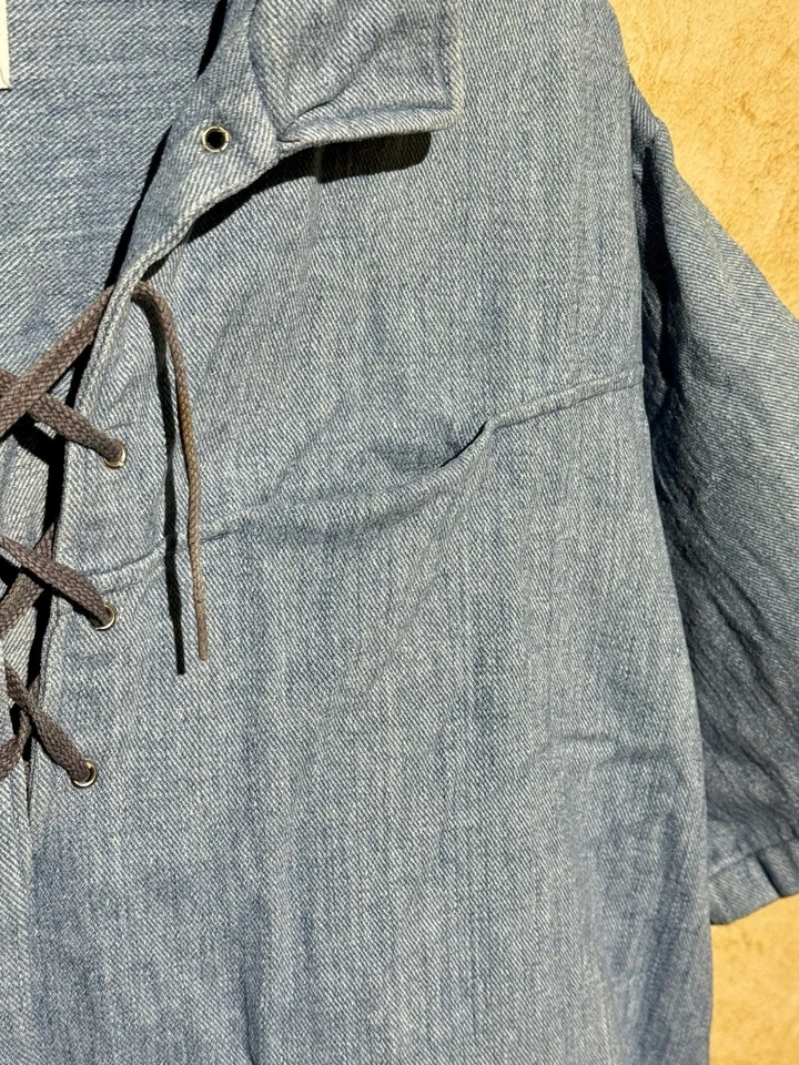 Top con cordones vintage de mezclilla Sears para hombre talla grande Foto 4 de 4