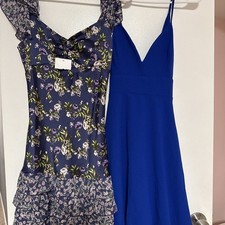 Women's Floral Forever21 Saten Dress & windsor royal blue Size M lot of 2 