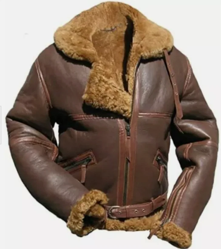 RAF B3 Men's Pilot Jacket - Real Sheepskin Leather Bomber Jacket with Shearling