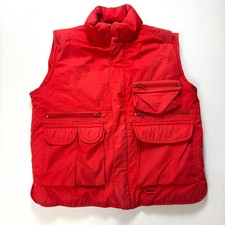Vintage Eddie Bauer Mens Goose Down Utility Vest Red Sz M Hunting Fishing