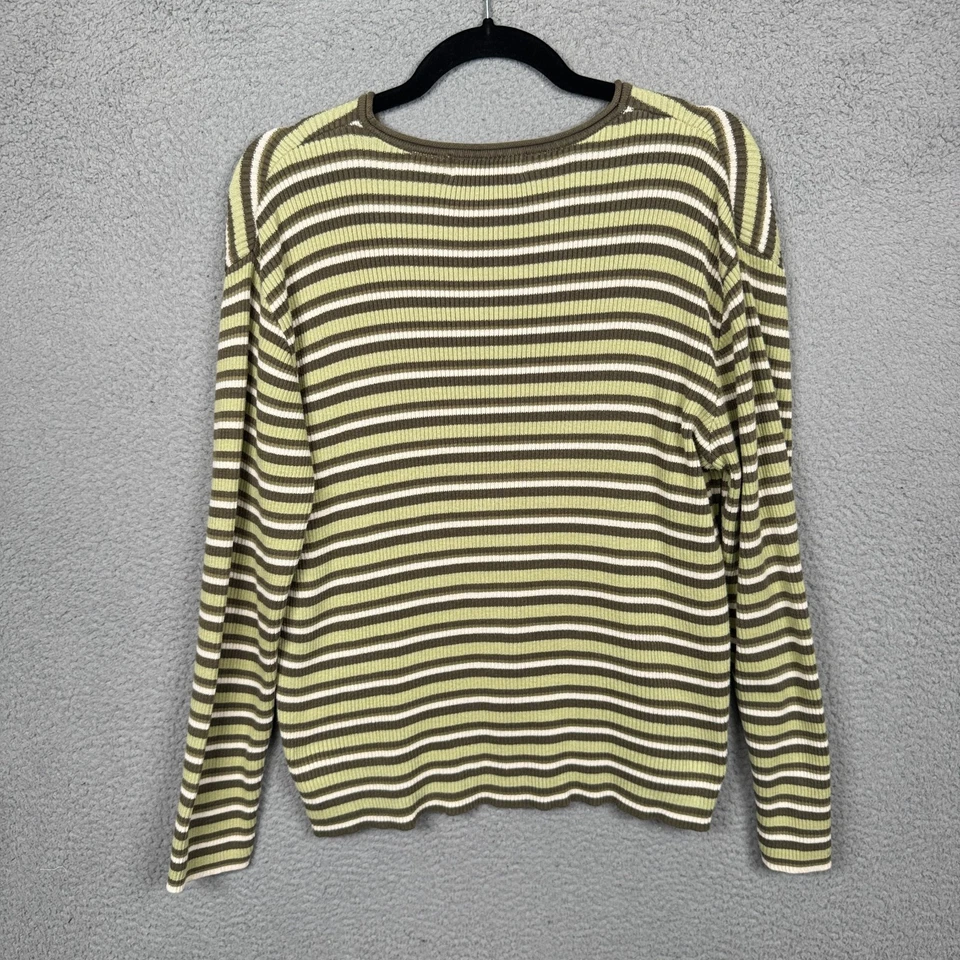 VTG Old Navy Top Womens XL Green Stripe Grunge Indie Sleaze Retro Basic Y2K - Image 4 of 4