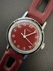Vintage Timex Mercury Watch Womens 25mm Silver Tone Retro Red Dial Manual Wind
