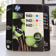 HP 940XL Cyan Magenta Yellow Ink Cartridges 3-Pack Genuine OEM Factory Sealed