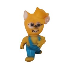 Vintage Soviet Cartoon Character Figurine Rubber Squeaky Toy Yellow Blue Retro 