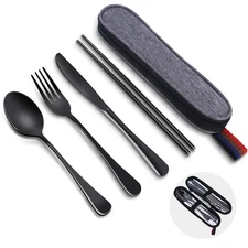 Reusable Travel Utensils Set Stainless Steel Silverware Camping Picnic Travel RV