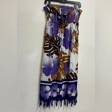 Women’s multicolor floral summer dress purple halter vacation tropical dress
