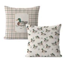 Farmhouse Mallard Duck Pillow Covers 18x18, Mallard Duck Nursery Decor, Ducks...