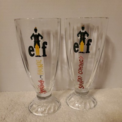 Set Of Two Elf Milkshake Glasses. Smiling Is My Favorite & Santa's Coming!! 