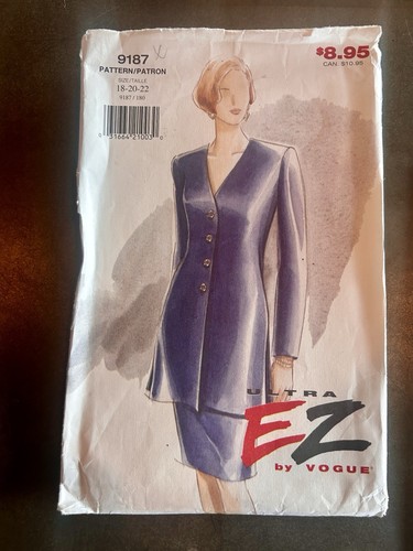 Vogue 9187 Ultra EZ Sewing Pattern Misses Tunic & Skirt Suit Set 18-20-22 Uncut
