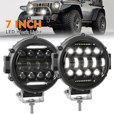 7 Black Led Pods Work Light Bar Round Driving Fog Headlights Truck Off Road
