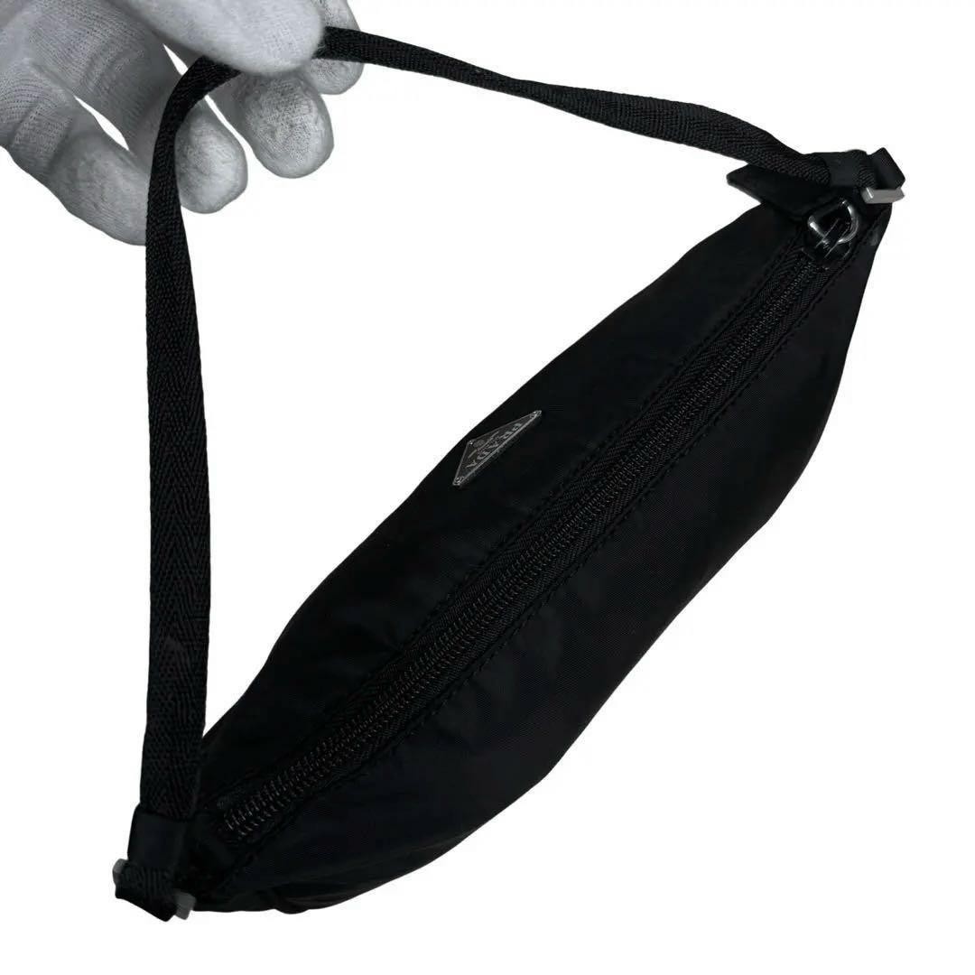 PRADA Triangular Logo Nylon Accessory Pouch Black… - image 5
