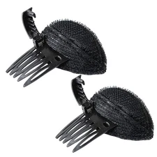 2Pcs Black Puff Hair Cushion Volume Clips, Fluffy Pad, Sponge Clip Bun... 