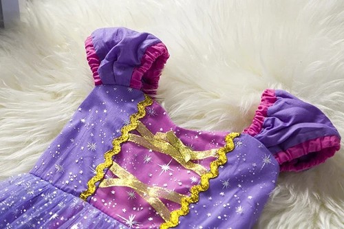 Rapunzel verheddertes Kostüm Kleid mit Krone & Handschuhen Mädchen Prinzessin Zubehör Set 4T - Bild 6 von 13