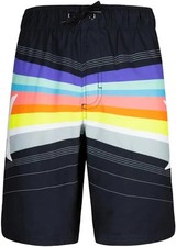HURLEY Point Pull On Swim Trunks Boys sz L Black Multi Striped