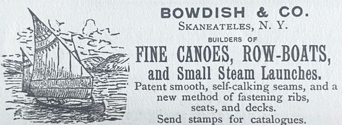 Nelson BOWDISH&CO Canoes Row Boat Builders Skaneateles,NY Antique 1887 Print Ad!