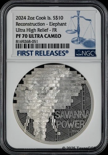 2024 Cook Islands Silver 2oz $10 Elephant NGC PF70 First Release