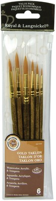 3 Pack Royal & Langnickel(R) Gold Taklon Value Pack Brush Set-Round 6/Pkg BRSET-