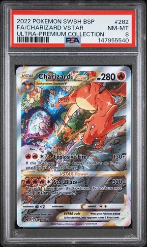 2022 POKEMON SWSH BLACK STAR PROMO #262 FULL ART/CHARIZARD VSTAR PSA 8