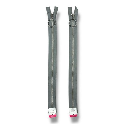 2 New Vtg Prym Separating Zipper Ring Pull Silver 15  Gray Replacement