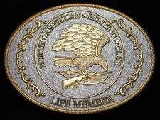 PK13169 NOS VINTAGE 1980s  NORTH AMERICAN HUNTING CLUB LIFE MEMBER  BUCKLE