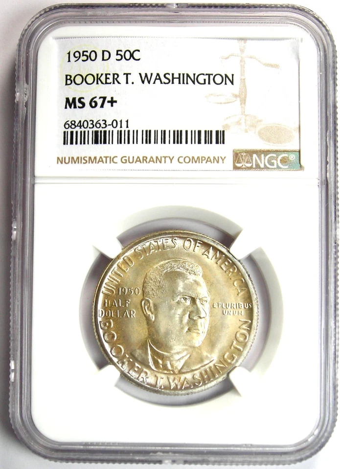 1950-D BTW Booker T Washington Half Dollar 50C - NGC MS67+ Plus - $9,250 Value - Image 2 of 4