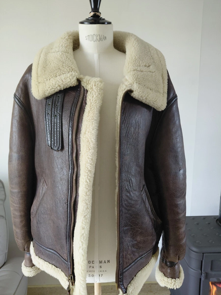 Veste En Cuir Vintage Homme Marron Taille 46 - Style Classique Boutonnée - Occasion Très Bon état