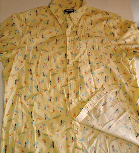 Lands End Yellow Surfer Short Sleeve Button Up XLT - Picture 1 of 9
